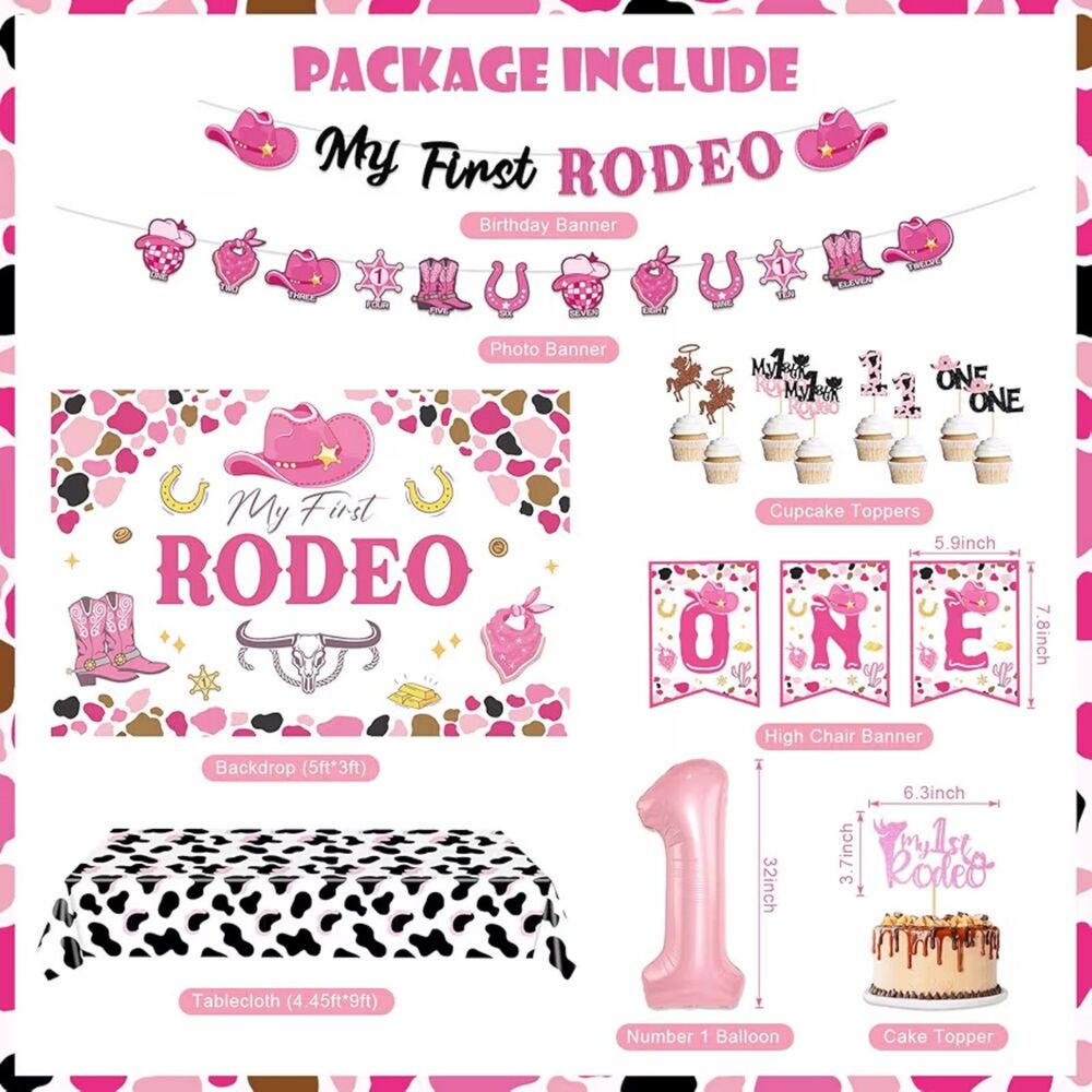 My First Rodeo Girls Birthday Decorations Set NEW - Picture 4 of 6